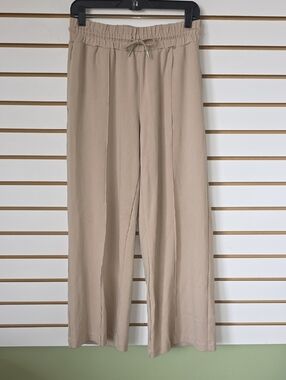 Serra Beige Wide-Leg Drawstring Pants